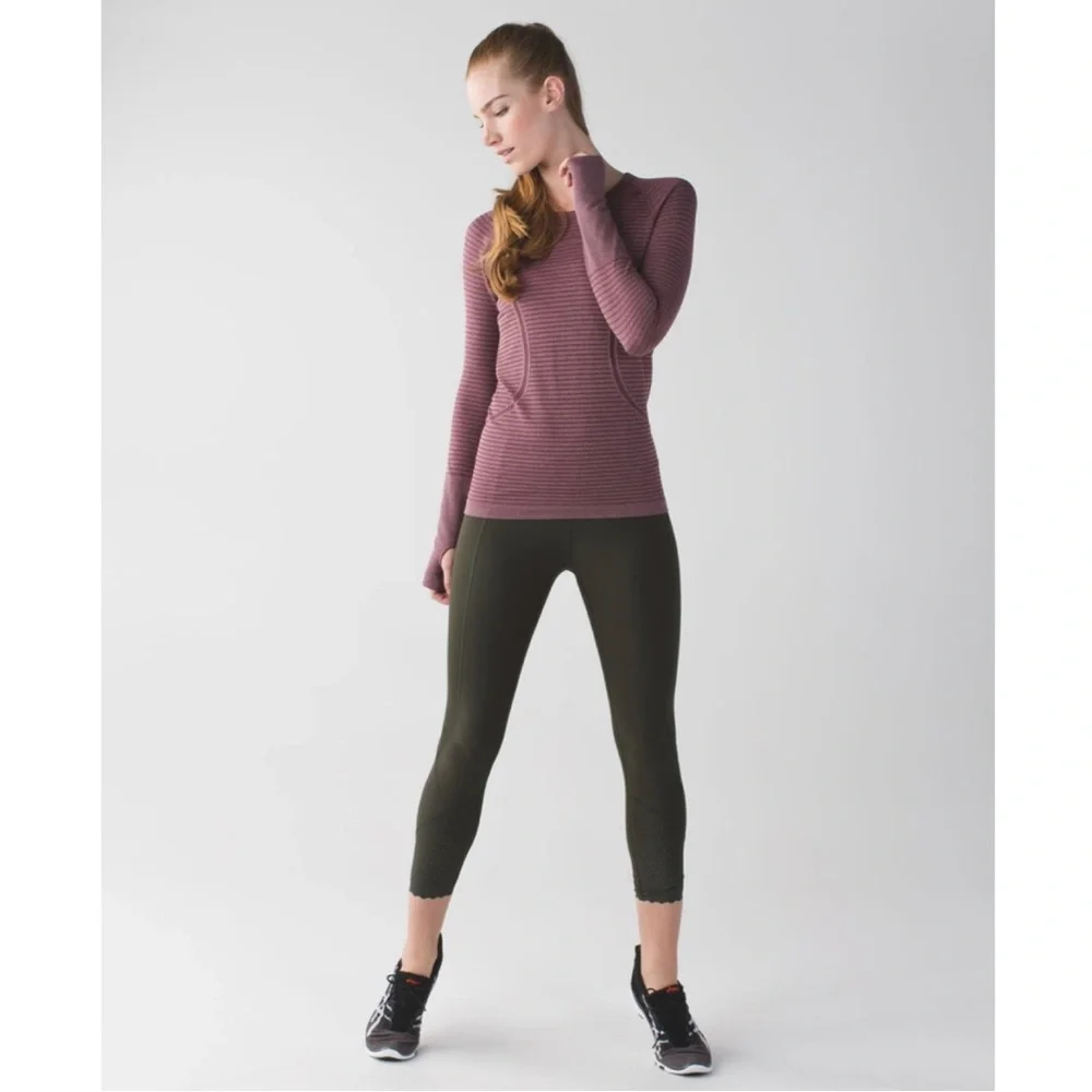 Lululemon Swiftly Tech Long Sleeve Crew in Heathered Bordeaux Drama Size 4 - Picture 15 of 15